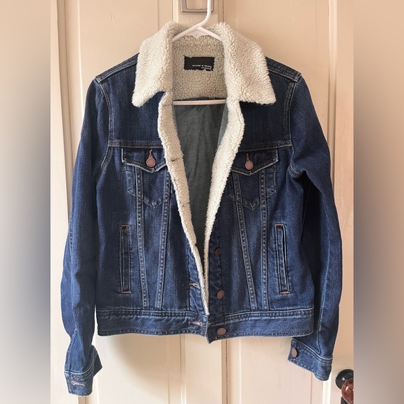 Articles of Society Dark Denim Jacket with Shearling Collar and Trim -Small - Picture 2 of 10